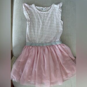 Sammy + Nat Pink Striped Top with Pink Tulle Skirt and Silver Waistband